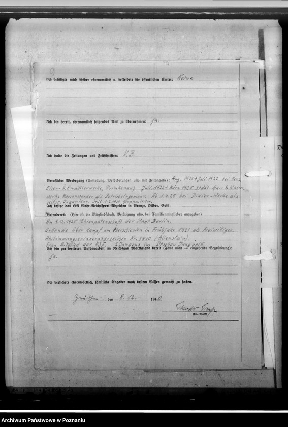 Obraz 13 z jednostki "Bewerbung des Ing. Theodor Preuss - urzędnik"