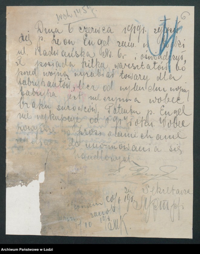 Obraz 8 z jednostki ":Leon Engel i s-ka” – tkalnia i wyrób towarów manufakturowych"