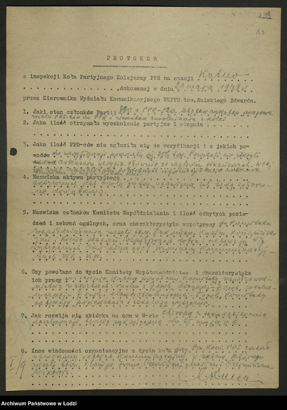 Obraz 13 z jednostki "Koło kolejowe PPS Kutno- protokoły, sprawozdania. Protokoły [z zebrań] aktywu zawodowego."