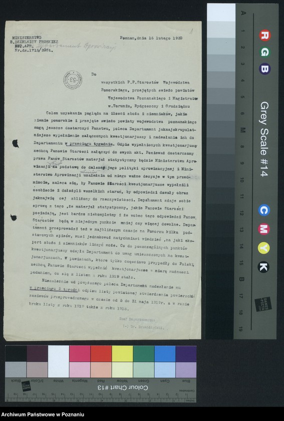 Obraz 3 z jednostki "[Gospodarka zbożowa na Pomorzu w latach 1919-1920. Korespondencja]"
