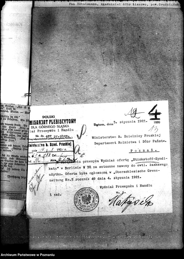 Obraz 17 z jednostki "Sprawy szczegółowo-administracyjne Sztuczne nawozy azotowe"