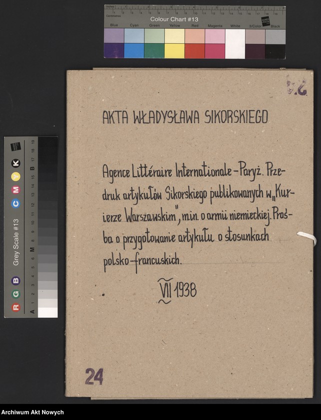 image.from.unit.number "Agence Littéraire Internationale - Paryż.  Przedruk artykułów Władysław Sikorskiego publikowanych w "Kurierze Warszawskim", m.in. o armii niemieckiej. Prośba o przygotowanie artykułu o stosunkach polsko-francuskich."