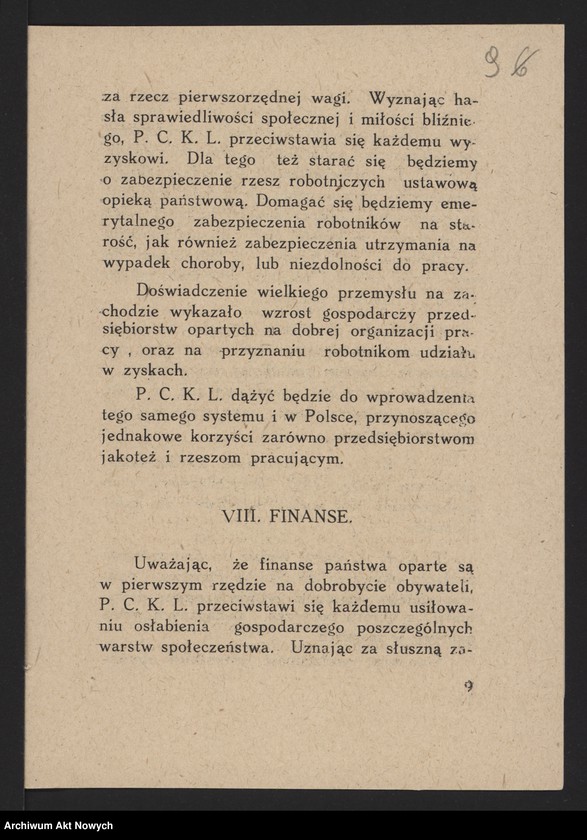 image.from.unit.number "Polskie Centrum Katolicko-Ludowe. Odezwa, program, zestawienie wydatków (maszynopisy, broszurka); patrz t.1709"