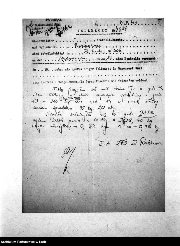 Obraz 8 z jednostki "[Protokoły kontroli przeprowadzonych w masarni nr 306]"