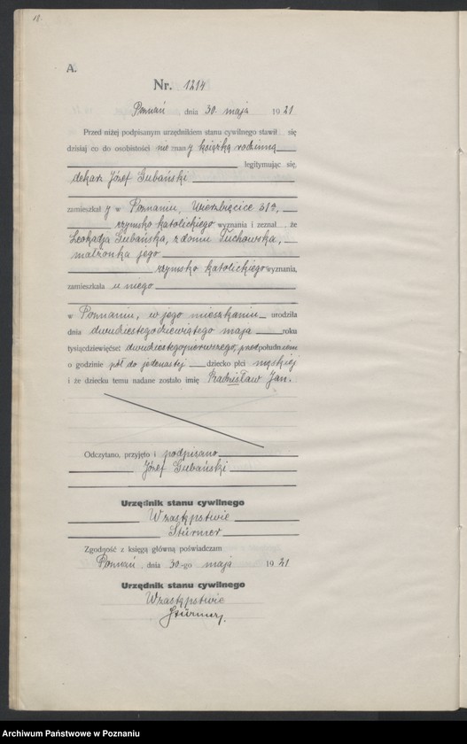 Obraz 20 z jednostki "Księga urodzeń odpis tom IV [Rejestr poboczny urodzeń]"