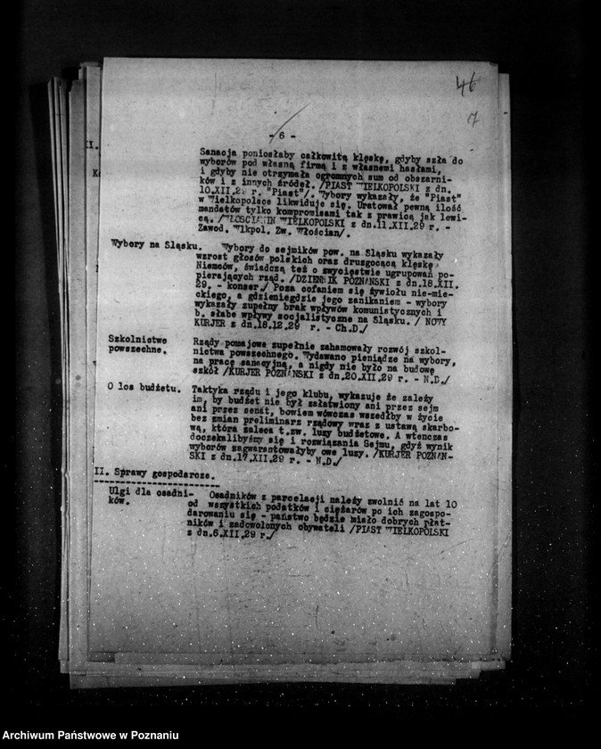 Obraz 12 z jednostki "Sprawozdanie sytuacyjne miesięczne za miesiąc grudzień 1929 r. działy I-IV"