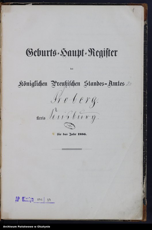 image.from.unit.number "Geburts-Haupt-Register Nr 1 - 61"