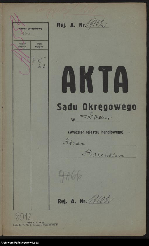 Obraz 2 z jednostki "Abram Rozenblum – tkalnia mechaniczna zarobkowa"