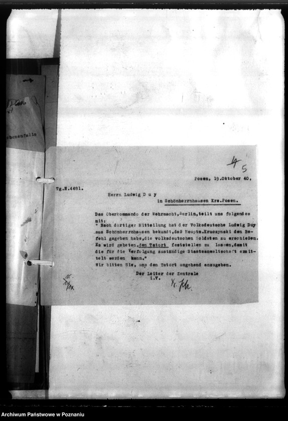 Obraz 9 z jednostki "Poszukiwanie kapitana B. Kruszyńskiego w celu ukarania go za rzekome wystąpienia przeciw Niemcom"