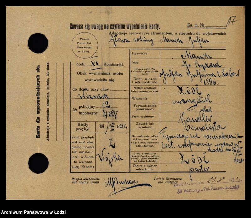 Obraz 19 z jednostki "[Spis ludności Łodzi] Matysek - Mazurenko"