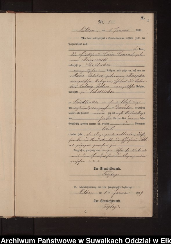 image.from.unit.number "Geburts-Neben-Register des Preussischen Standes-Amtes Stasswinnen Kreis Lötzen"
