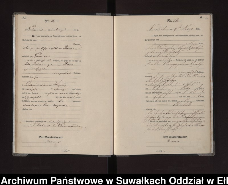 Obraz 17 z jednostki "Geburts-Haupt-Register des Königlichen Preussischen Standes-Amtes Stadt Nicolaiken Kreis Sensburg"