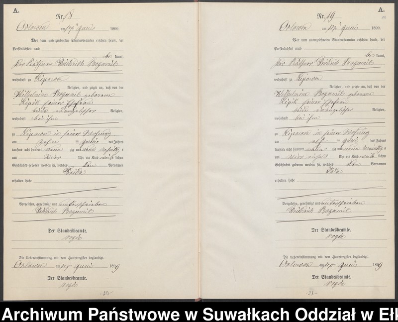 image.from.unit.number "Geburts-Neben-Register des Preussischen Standes-Amtes Orlowen Kreis Loetzen"