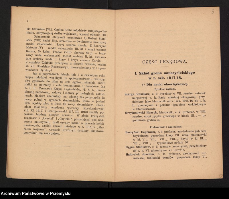 image.from.unit.number "II Sprawozdanie Dyrekcji C.k. Gimnazjum w Kamionce Strumiłowej za rok szkolny 1917/18"