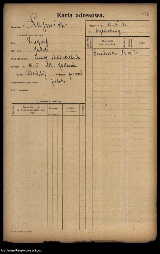 Obraz 20 z jednostki "[Spis ludności Łodzi] Lajfe-Łakomicki"