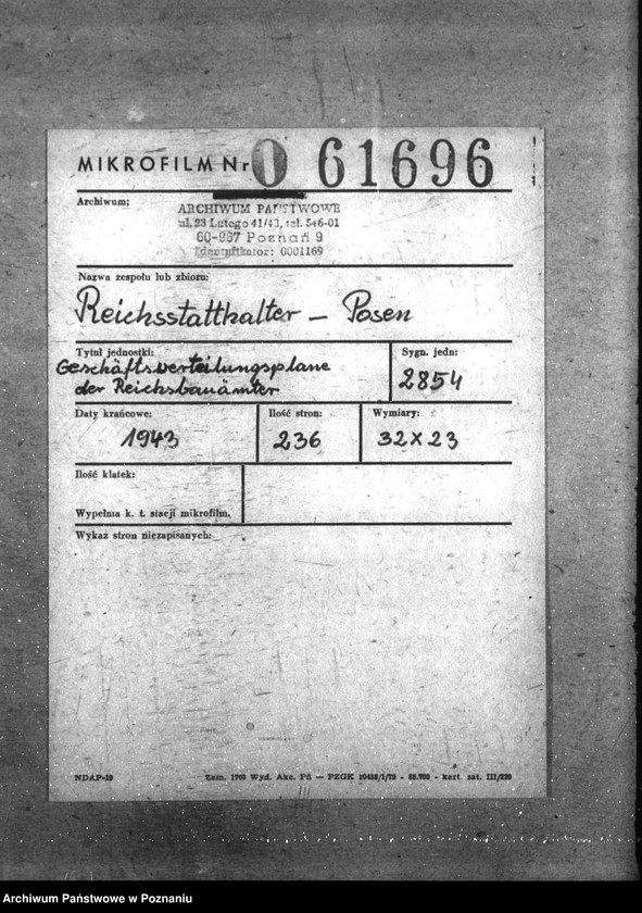 Obraz 2 z jednostki "Geschäftsverteilungspläne der Reichsbauämter"