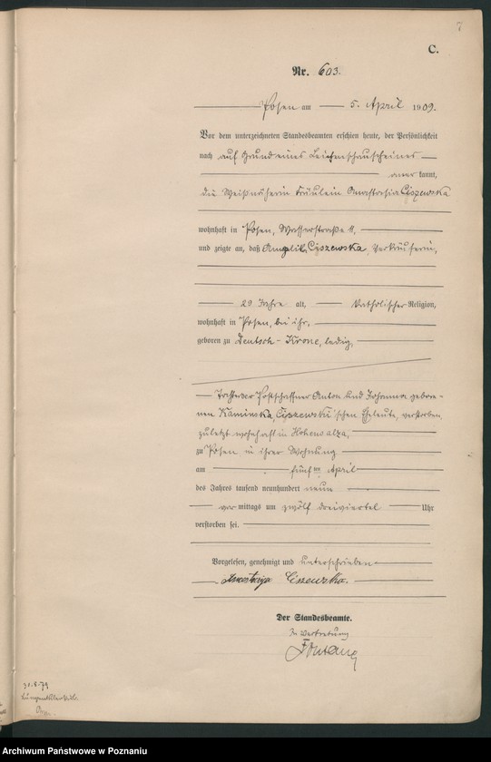 Obraz 9 z jednostki "Księga miejscowa zgonów tom II [Rejestr główny zgonów]"