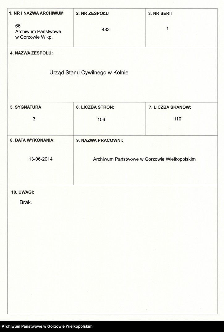 Obraz 1 z jednostki "Geburts Register"