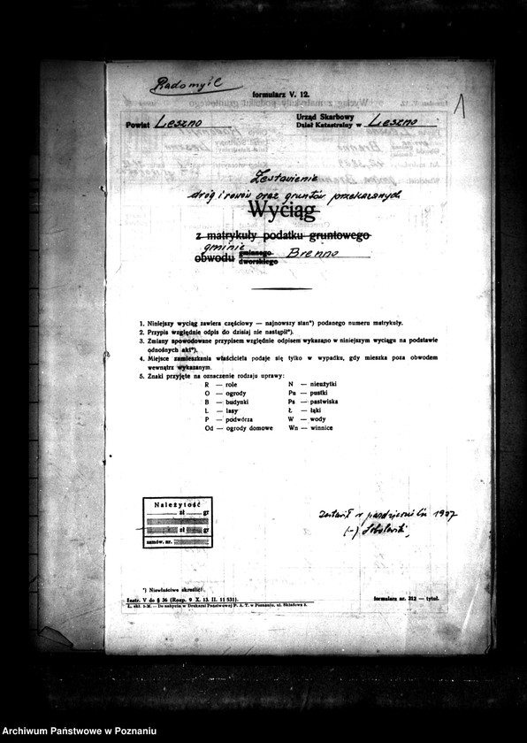 Obraz 5 z jednostki "Przewłaszczenie ziem dotacyjnych majątku Radomyśl powiatu leszczyńskiego"