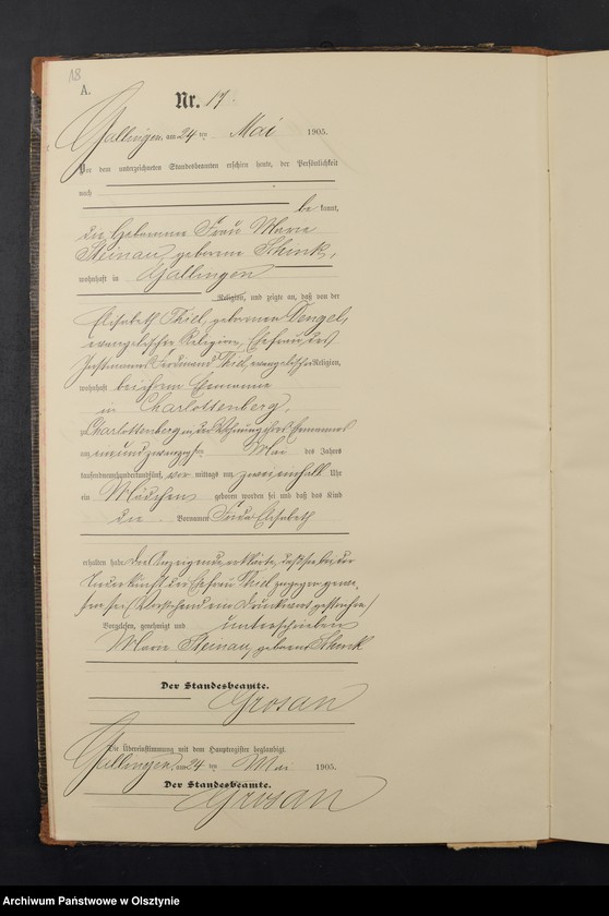 Obraz 19 z jednostki "Geburts-Neben-Register Nr 1 - 43"
