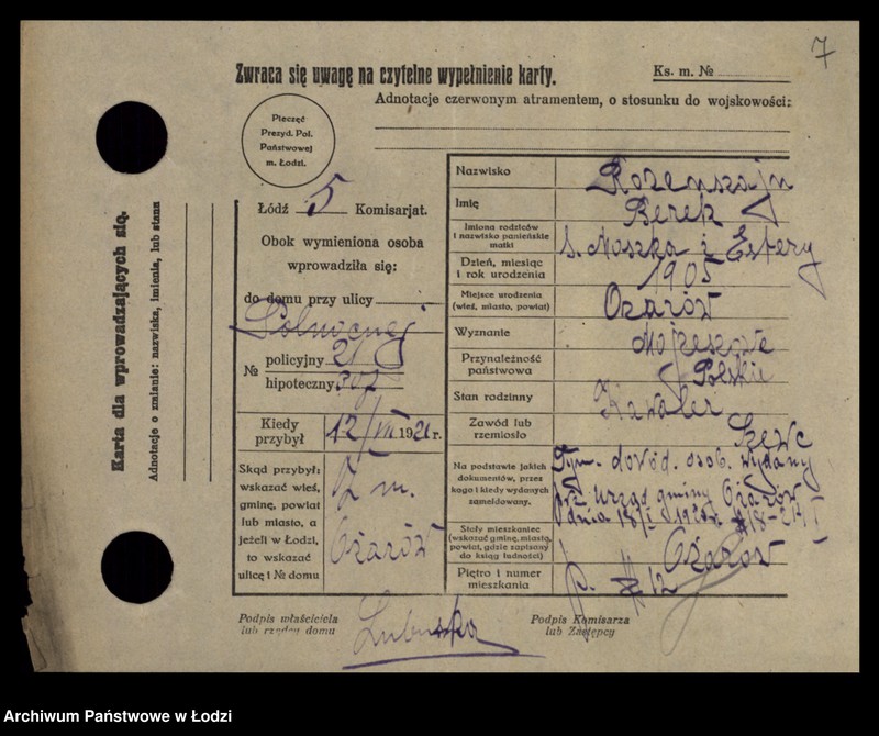 Obraz 9 z jednostki "[Spis ludności Łodzi] Rozenperl-Rozentan"