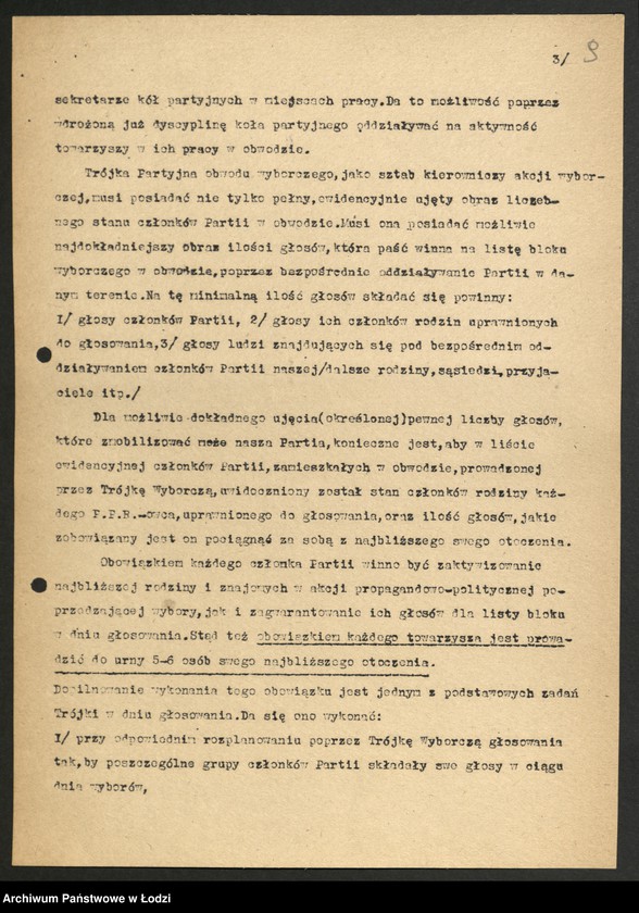 Obraz 10 z jednostki "Wybory do Sejmu - korespondencja [w sprawie przygotowań meldunek o przebiegu wyborów oraz instrukcja Komitetu Centralnego dotycząca partyjnej Trójki Wyborczej]"