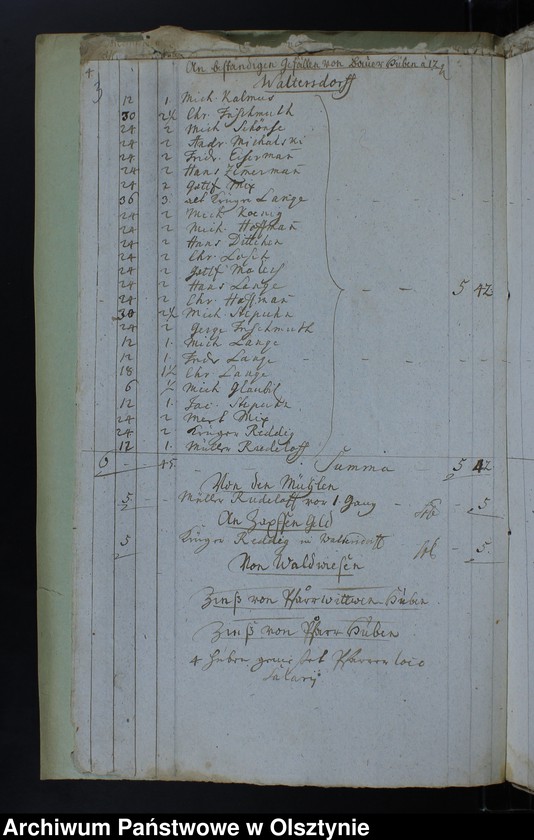image.from.unit.number "Jahr Kirchen Rechnung der Waltersdorfschen Kirche aller Einnahme und Ausgabe wie auch Bau-Rechnung"