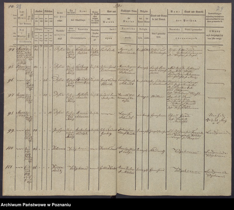 Obraz 19 z jednostki "[Akta urodzeń i chrztów, zgonów i pogrzebów, zapowiedzi i ślubów]"
