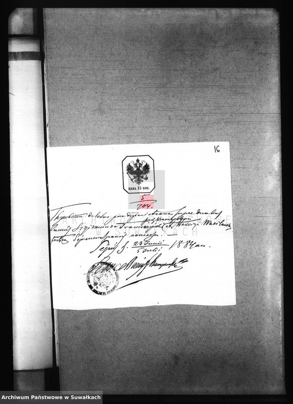 Obraz 20 z jednostki "Dokumenty k brokosočetaniju Krasnopolskago Rimsko-Katoličeskago Prichoda za 1884 god."