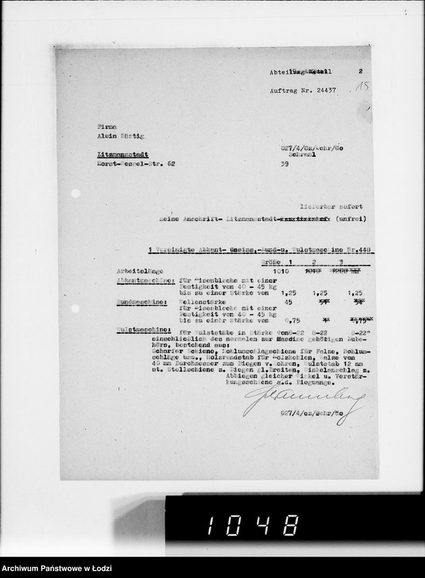 Obraz 19 z jednostki "[Zamówienia na różne artykuły techniczne dla Getta]"