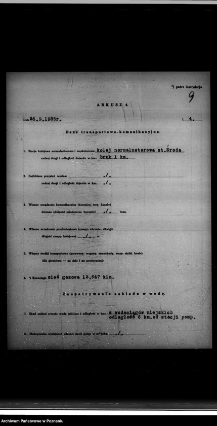 Obraz 13 z jednostki "Kwestionariusz Gazowni Miejskiej w Środzie"