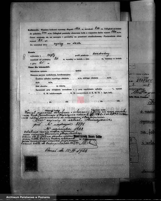 Obraz 13 z jednostki "Mleczarnia parowa O. Bernuthe w Czempiniu, pow. kościański nr woj. kotła 1922"