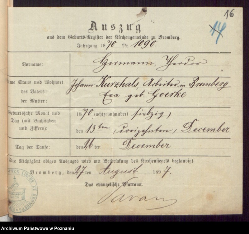 Obraz 18 z jednostki "Die von den Verlobten beigebrachten Urkunden zur Eheschliessung pro 1898"