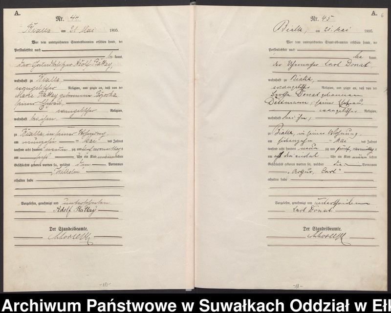 image.from.unit.number "[Geburts-Haupt-Register des Königlichen Preussischen Standes-Amtes Bialla Kreis Johannisburg]"