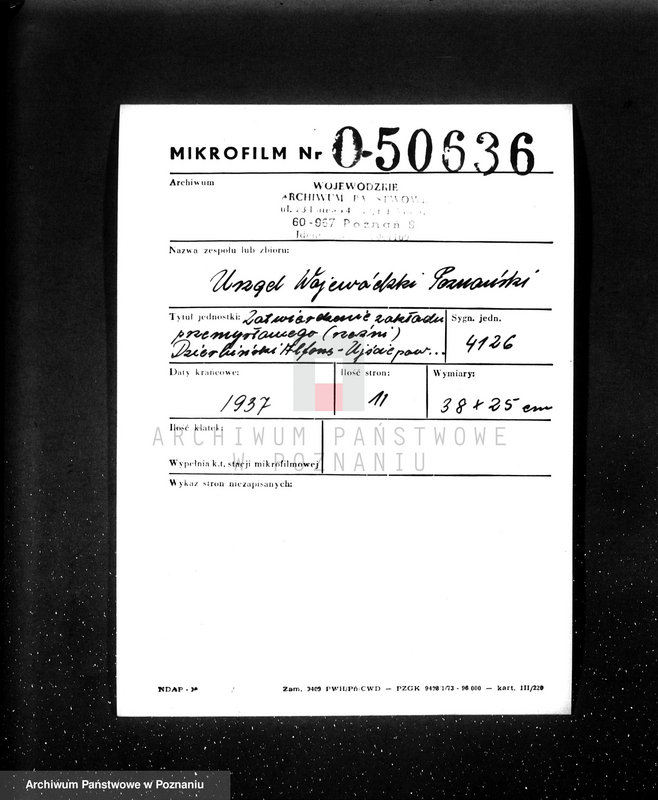 Obraz 2 z jednostki "Zatwierdzenie zakładu przemysłowego /rzeźni/ Dzierbiński Alfons - Ujście pow. Chodzież"