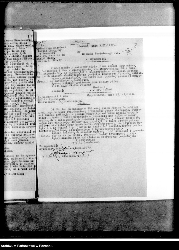 Obraz 12 z jednostki "Zarządzenia i okólniki. Korespondencja dotycząca spraw organizacyjnych i personalnych członków Stronnictwa - powiadomienia o odprawach, zebraniach, zmiany osobowe itp.."