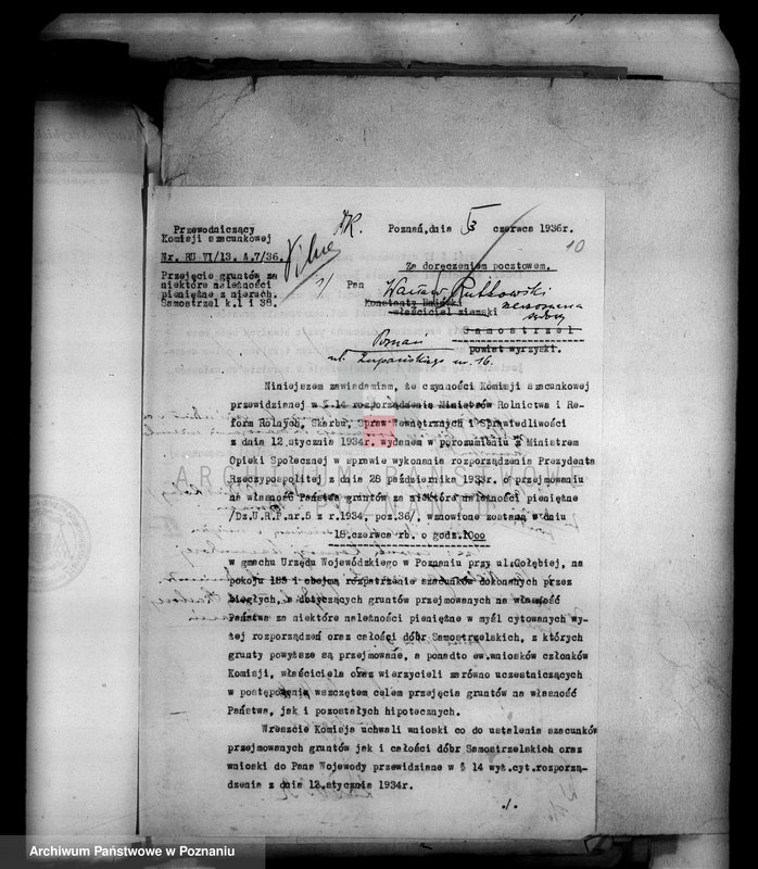 Obraz 16 z jednostki "Przejęcie gruntów za niektóre należności pieniężne z majątku Samostrzel powiatu wyrzyskiego"