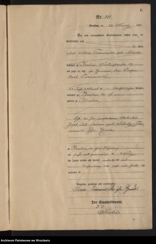 image.from.unit.number "Sterbe-Neben-Register Breslau II 1891 Band 3"