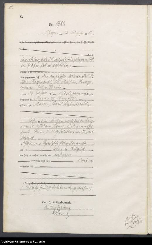 Obraz 20 z jednostki "Księga miejscowa zgonów tom V [Rejestr główny zgonów]"