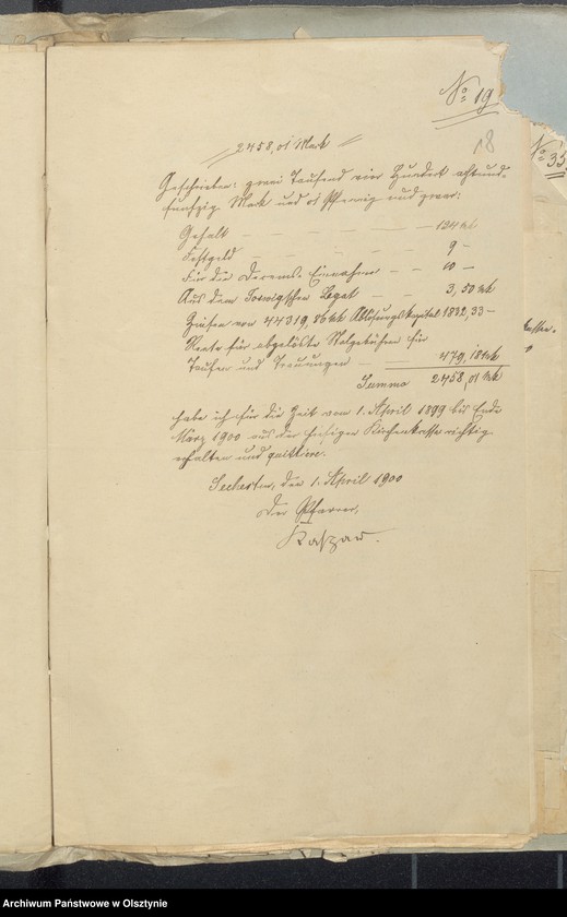 image.from.unit.number "Beläge zur Rechnung der Kirchenkasse Seehesten"