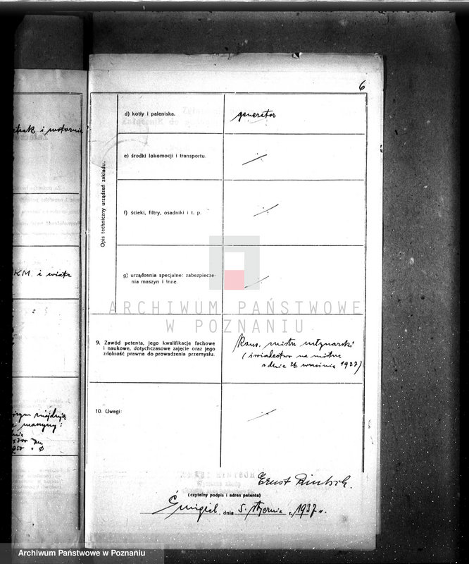 Obraz 10 z jednostki "Zatwierdzenie zakładu przemysłowego stacji napędowej Ernesta Bintscha w Śmiglu, pow. kościański"