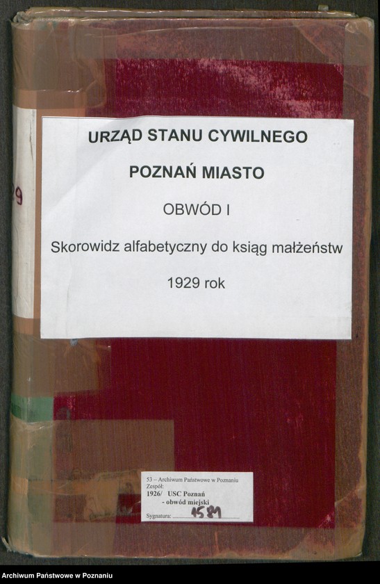 Obraz 2 z jednostki "Spis alfabetyczny małżeństw za 1929"