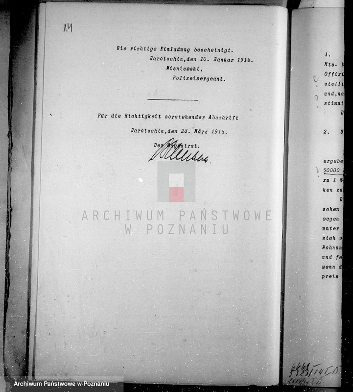 Obraz 18 z jednostki "Die Verwaltung der Stadt Jarotschewo /Jarocin/"