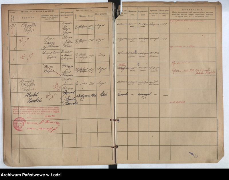 Obraz 12 z jednostki "[Księga ludności stałej m. Łodzi guberni piotrkowskiej nr domu 1372-1380]"