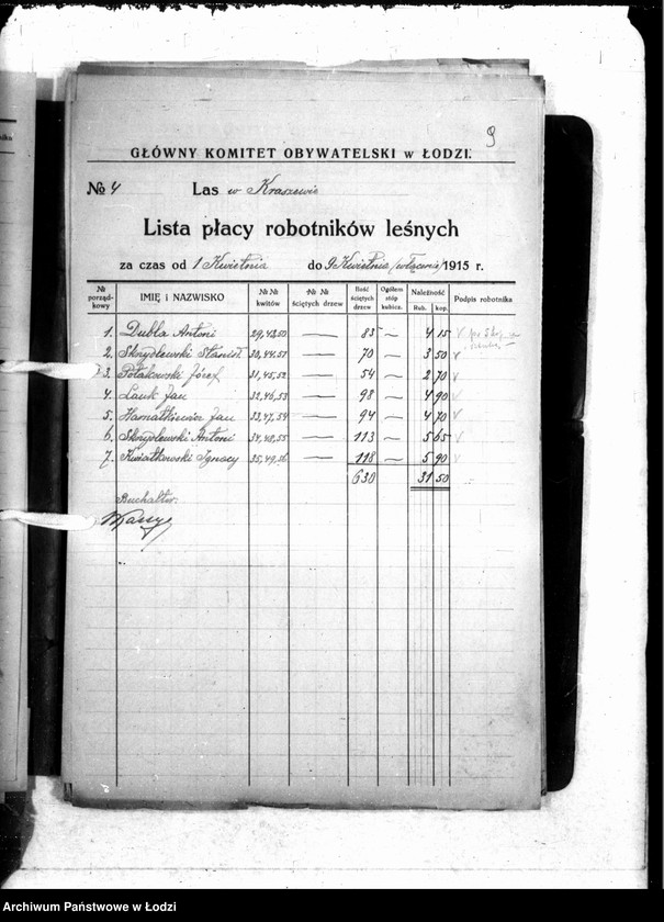 Obraz 13 z jednostki "Listy płacy lasu w Kraszewie"