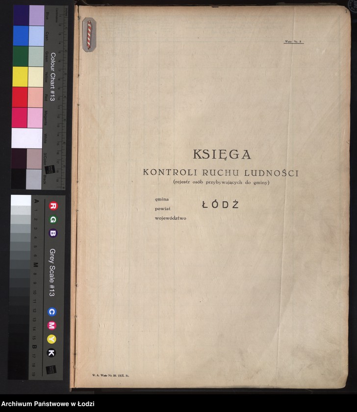 image.from.unit.number "Księga kontroli ruchu ludności (rejestr osób przybywających do gminy) Łódź, komisariat III, ks. II, nr 3484-6892"