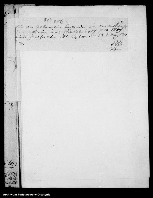 image.from.unit.number "Acta ... die Schulden halber verfügte Exmittirung des Bauern J. Orlowski aus Winckelsdorf betreffend"