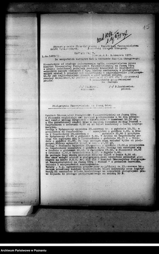 Obraz 19 z jednostki "Okólniki Zarządu Głównego i Okręgowego"