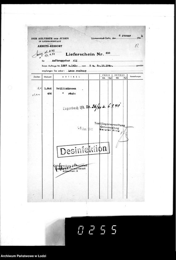 Obraz 19 z jednostki "[Dowody dostawy umundurowania dla intendentury wojskowej Berlin II]"