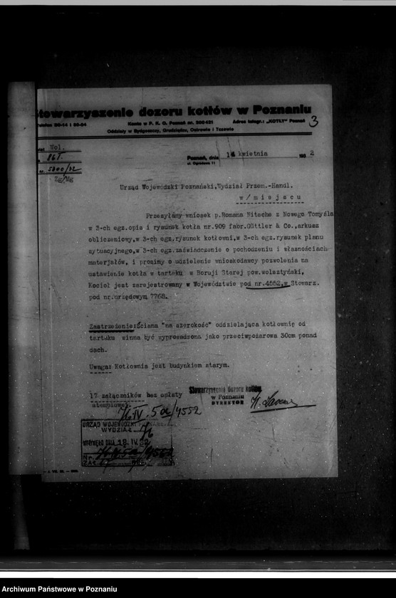 image.from.unit.number "Tartak parowy R. Nitsche w Boruji Starej powiat wolsztyński nr woj. kotła 4552"